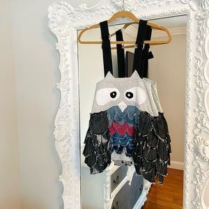 New York Couture Handmade Reworked GREY OWL Dress Jumper